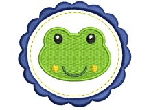 Stickmuster - Frosch Button